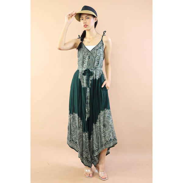 Floral mandala Women's Jumpsuit with Belt in OliveJP0097 020036 06