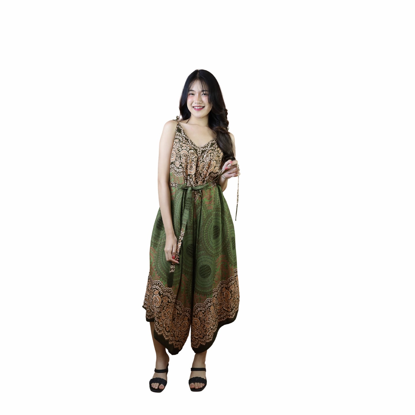 Princess Mandala Women's Jumpsuit with Belt in Olive JP0097 020030 03