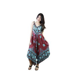 Mandala elephant 71 Women's Jumpsuit with Belt in Red JP0097 020071 05