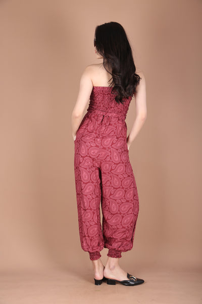 Ruby Paisley Women's Jumpsuit Aladdin Style with Belt  in Red JP0098 020350 01