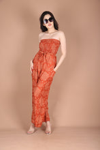 Load image into Gallery viewer, Mandala Flower Women&#39;s Jumpsuit Wide Legs Style with Belt in Orange JP0099-020348-01