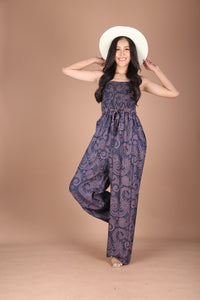 Flower Ivy Women's Jumpsuit Wide Legs Style with Belt in Navy Blue JP0099-020349-01