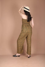 Load image into Gallery viewer, Mandala Leaves Women&#39;s Jumpsuit Wide Legs Style with Belt in Olive JP0099-020351-01