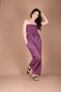 Folk Mandala Women's Jumpsuit Wide Legs Style with Belt in Purple JP0099-020352-01