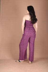 Folk Mandala Women's Jumpsuit Wide Legs Style with Belt in Purple JP0099-020352-01