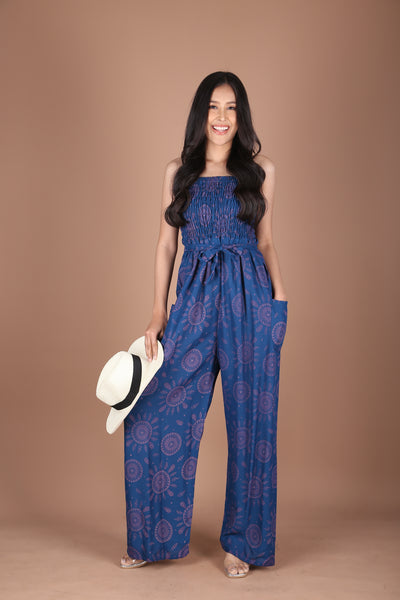 Sunshine Women's Jumpsuit Wide Legs Style with Belt in Ocean Blue JP0099-020353-01