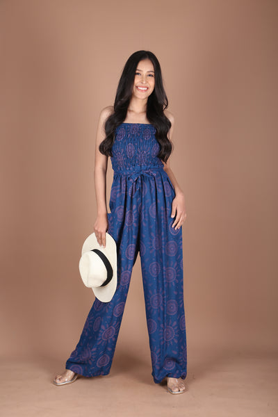 Sunshine Women's Jumpsuit Wide Legs Style with Belt in Ocean Blue JP0099-020353-01