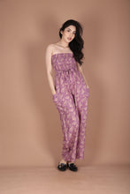Load image into Gallery viewer, Ginkgo Leaves Women&#39;s Jumpsuit Wide Legs Style with Belt in Magenta JP0099-020354-01