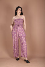 Load image into Gallery viewer, Ginkgo Leaves Women&#39;s Jumpsuit Wide Legs Style with Belt in Magenta JP0099-020354-01