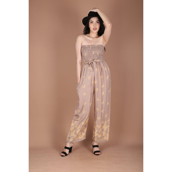 Butterfly Women's Jumpsuit Wide Legs Style with Belt in Beige JP0099-020355-01