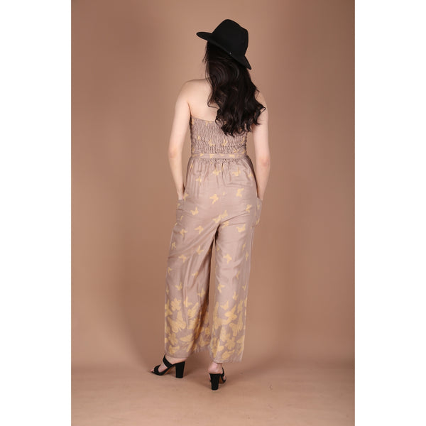 Butterfly Women's Jumpsuit Wide Legs Style with Belt in Beige JP0099-020355-01
