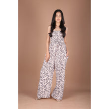 Load image into Gallery viewer, Abstract Leaves Women&#39;s Jumpsuit Wide Legs Style with Belt in White JP0099-020357-01