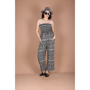 Abstract Lines Women's Jumpsuit Wide Legs Style with Belt in Black JP0099-020358-01