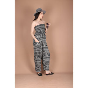 Abstract Lines Women's Jumpsuit Wide Legs Style with Belt in Black JP0099-020358-01