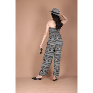 Abstract Lines Women's Jumpsuit Wide Legs Style with Belt in Black JP0099-020358-01