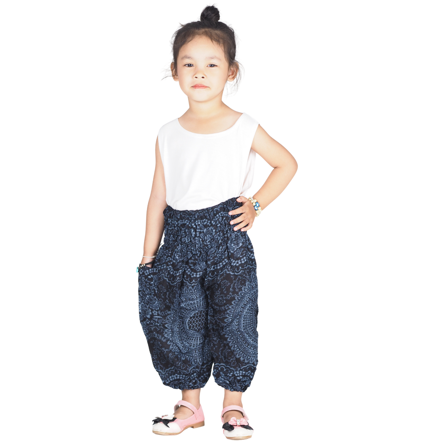 Monotone Mandala Kid Harem Pants in Navy PP0004 020031 02