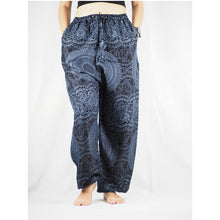 Load image into Gallery viewer, Monotone Mandala Unisex Drawstring Genie Pants in Navy PP0110 020031 02