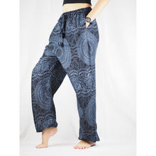 Load image into Gallery viewer, Monotone Mandala Unisex Drawstring Genie Pants in Navy PP0110 020031 02