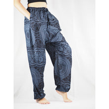 Load image into Gallery viewer, Monotone Mandala Unisex Drawstring Genie Pants in Navy PP0110 020031 02