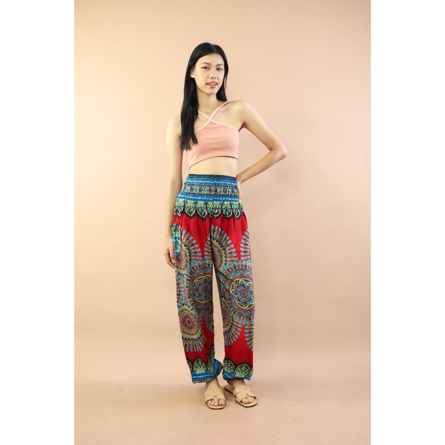 Deep Mandala Women's Harem Pants in Burgundy PP0004 020239 04