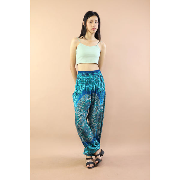 Gorgious Flower Women Harem Pants in Ocean Blue