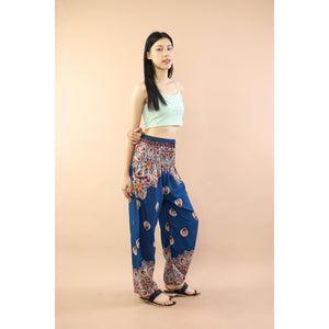 Mandala Flower Women Harem Pants in Ocean Blue