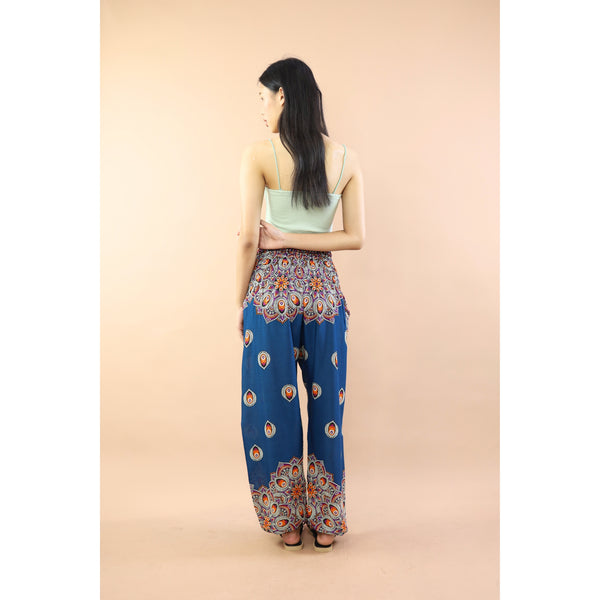 Mandala Flower Women Harem Pants in Ocean Blue