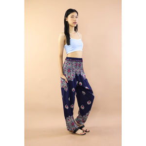 Mandala Flower Women Harem Pants in Navy Blue