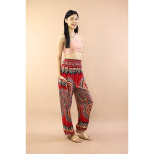 Vivid Mandala Women Harem Pants in Red