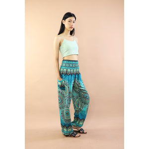 Vivid Mandala Women Harem Pants in Ocean Blue