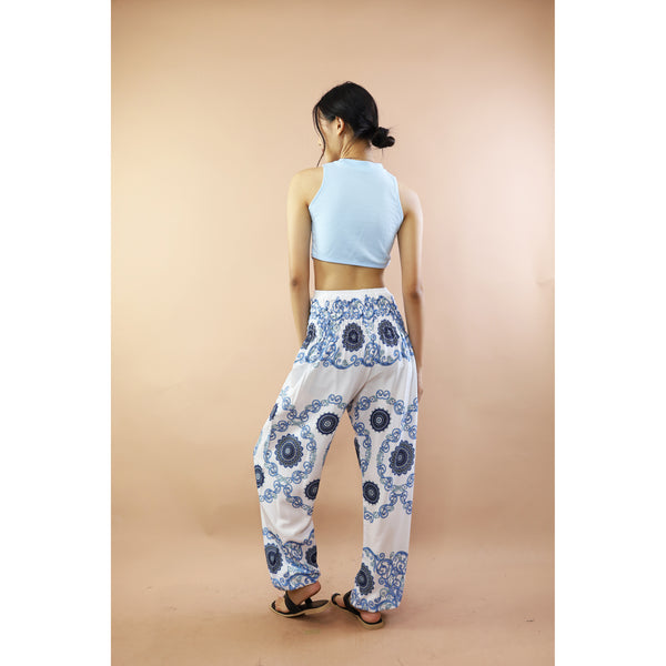 Mandala Chain Women Harem Pants In White Blue PP0004 020388 04