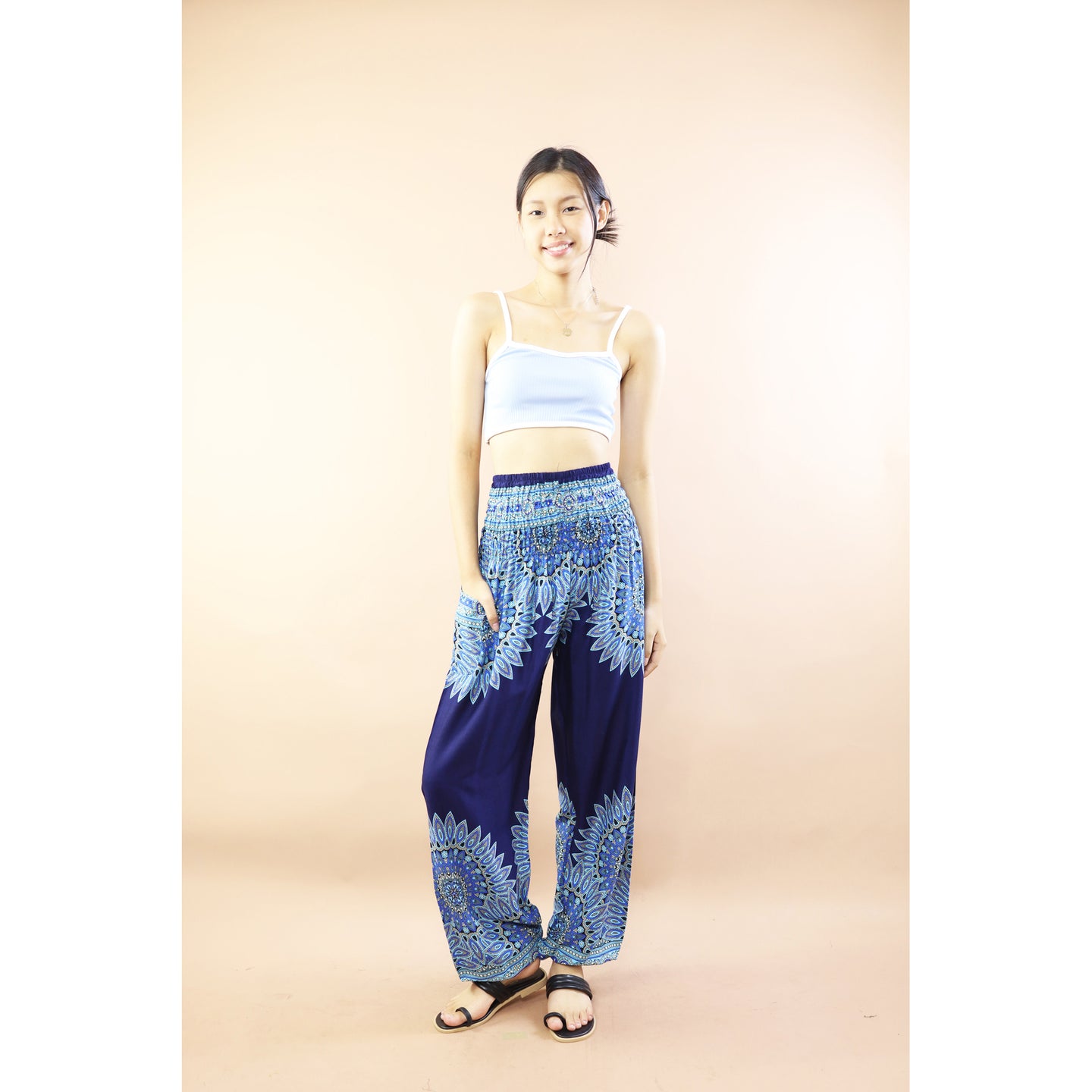 Ixora Flower Women Harem Pants In Navy PP0004 020389 02