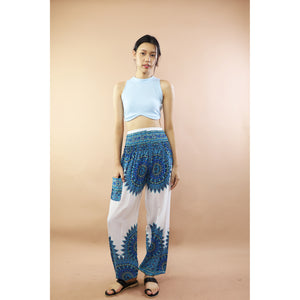 Ixora Flower Women Harem Pants In White Blue PP0004 020389 04