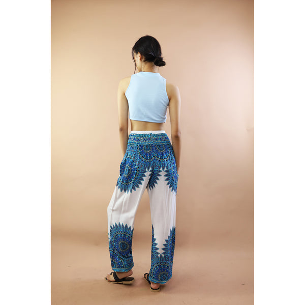 Ixora Flower Women Harem Pants In White Blue PP0004 020389 04