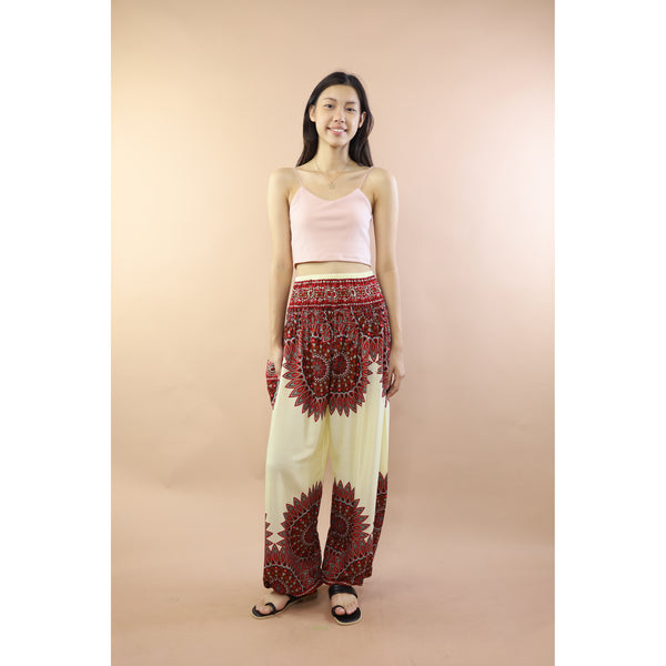 Ixora Flower Women Harem Pants In White Red PP0004 020389 05
