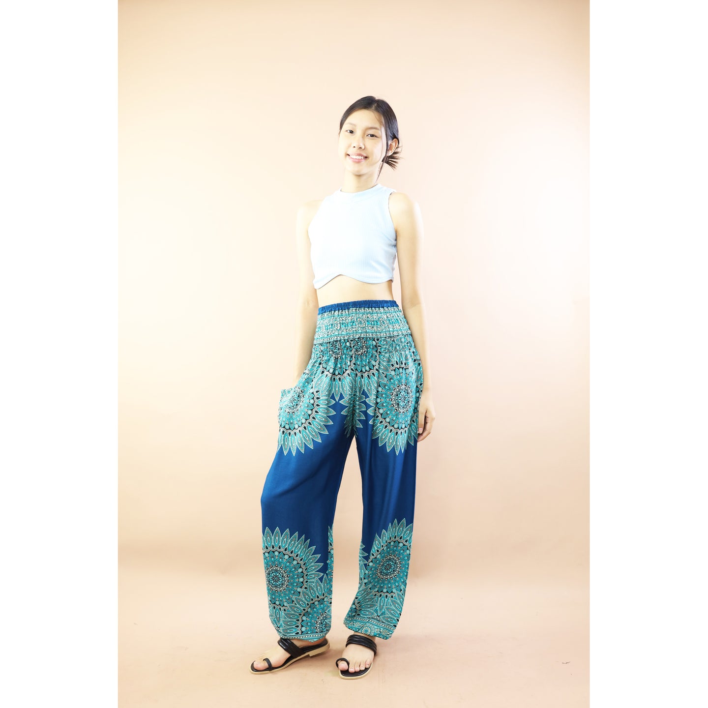 Ixora Flower Women Harem Pants In Ocean PP0004 020389 06