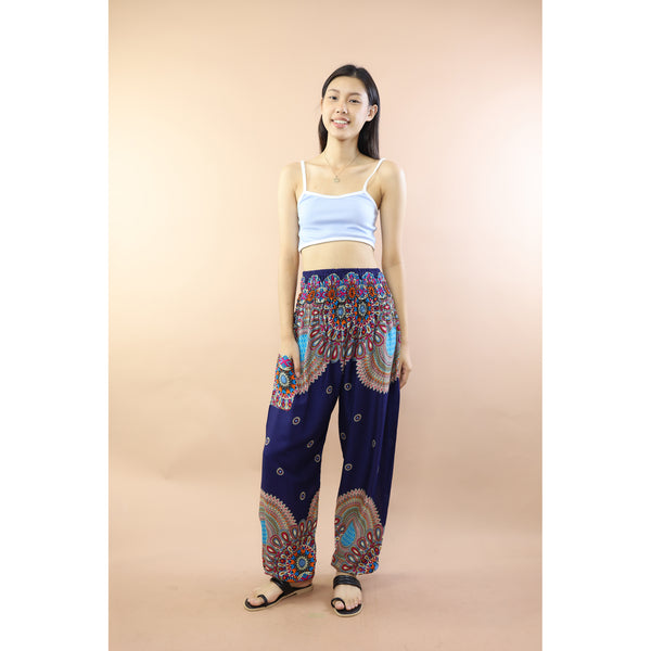 Chrysanths Flower Women Harem Pants In Navy PP0004 020390 06