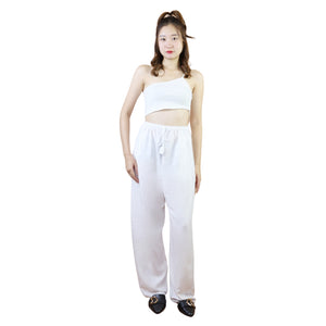 Solid Color Unisex Drawstring Wide Leg Pants in White PP0216 020000 04