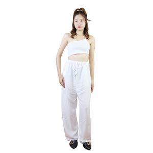 Solid Color Unisex Drawstring Wide Leg Pants in White PP0216 020000 04