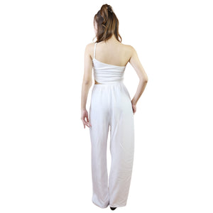 Solid Color Unisex Drawstring Wide Leg Pants in White PP0216 020000 04