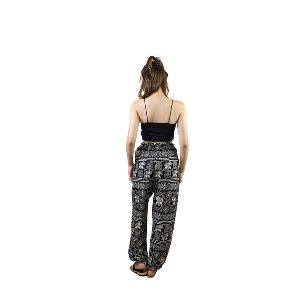 African Elephant Drawstring Genie Pants in Black PP0318 020004 01