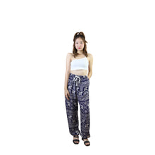 Load image into Gallery viewer, African Elephant Drawstring Genie Pants in Navy Blue PP0318 020004 04