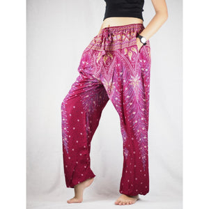 Peacock Unisex Drawstring Genie Pants in Dark Red PP0110 020008 02