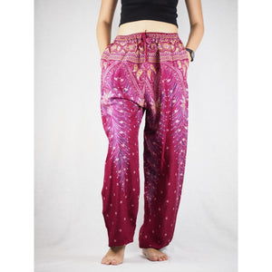 Peacock Unisex Drawstring Genie Pants in Dark Red PP0110 020008 02