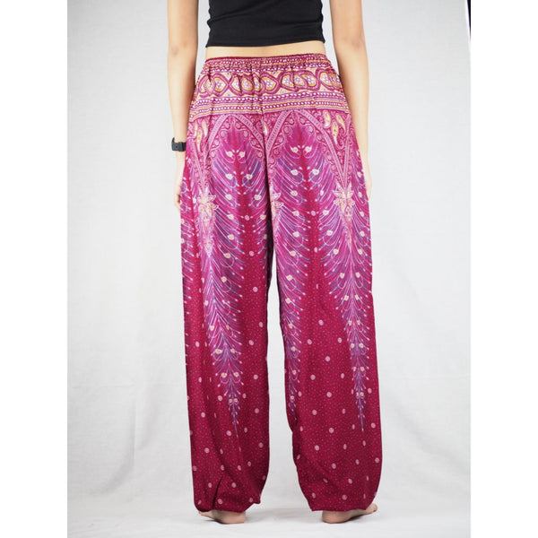 Peacock Unisex Drawstring Genie Pants in Dark Red PP0110 020008 02