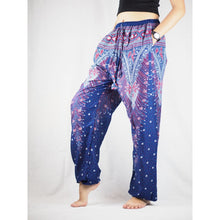 Load image into Gallery viewer, Peacock Unisex Drawstring Genie Pants in Navy Blue PP0110 020007 05