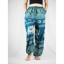 Load image into Gallery viewer, Pirate elephant Unisex Drawstring Genie Pants in Green PP0110 020023 05