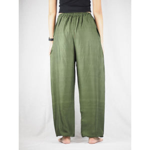 Solid Color Unisex Drawstring Genie Pants in Olive PP0110 020000 13