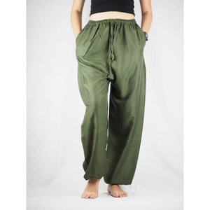 Solid Color Unisex Drawstring Genie Pants in Olive PP0110 020000 13