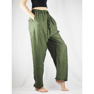 Solid Color Unisex Drawstring Genie Pants in Olive PP0110 020000 13